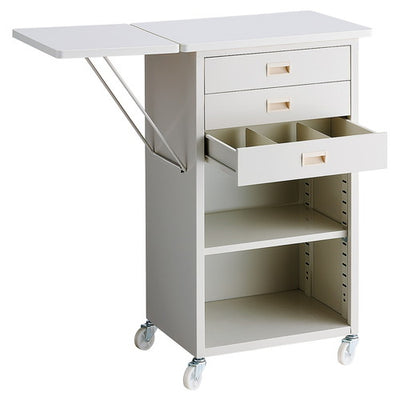 店舗用品店舗什器スチール製作業台可動棚付き白の商品画像