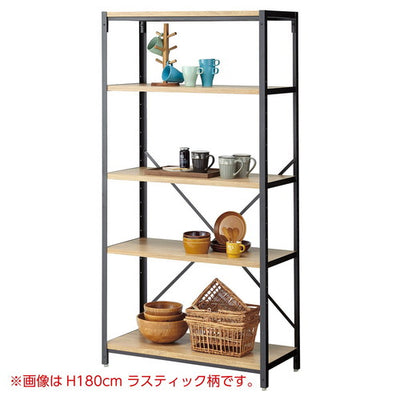 店舗用品店舗什器LアングルシェルフラックW90cmH135cm4段ラスティック柄の商品画像
