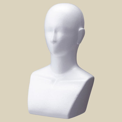 店舗用品演出用品卓上胸付きマネキンヘッド顔有り白の商品画像