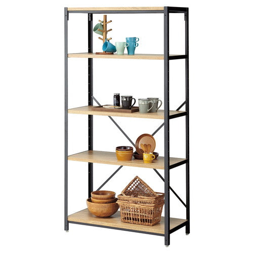 店舗用品店舗什器LアングルシェルフラックW90cmH180cm5段エクリュの商品画像