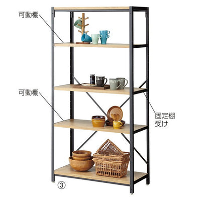 店舗用品店舗什器LアングルシェルフラックW90cmH180cm5段ダークブラウンの商品画像