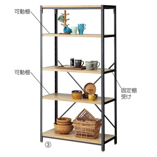 店舗用品店舗什器LアングルシェルフラックW90cmH180cm5段ラスティック柄の商品画像