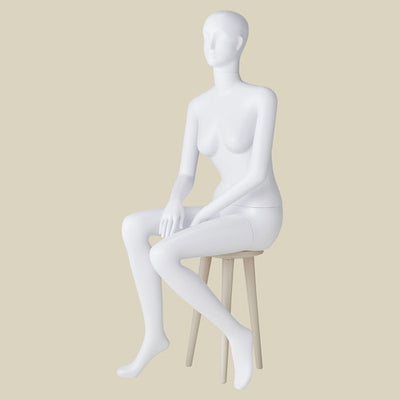 店舗用品ディスプレイ用品軽量ABS製婦人全身リアルマネキン座りポーズの商品画像