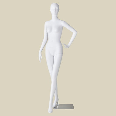 店舗用品ディスプレイ用品軽量ABS製婦人全身リアルマネキン左手腰あてポーズの商品画像
