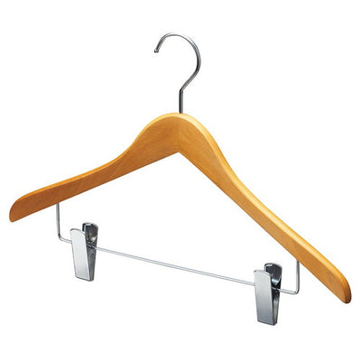 店舗用品ディスプレイ用品お買得木製コーディネートハンガーナチュラルボトム下型クリップ付き【60本】の商品画像