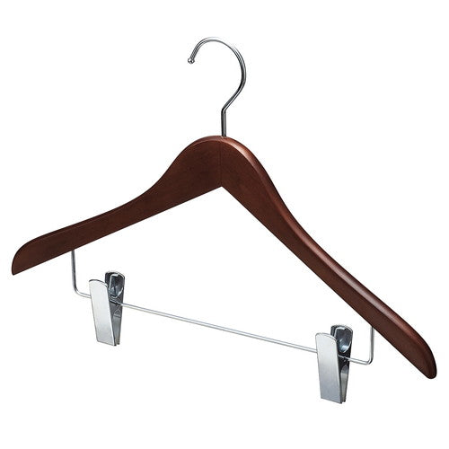 店舗用品ディスプレイ用品お買得木製コーディネートハンガーブラウンボトム下型クリップ付き【60本】の商品画像