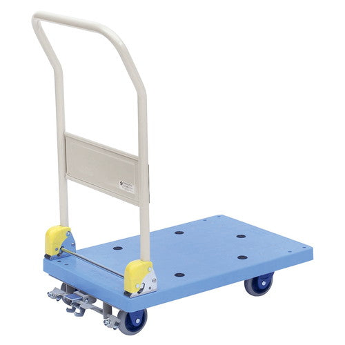 店舗用品店舗運営用品折りたたみ式樹脂台車静音タイプフットブレーキ付きの商品画像