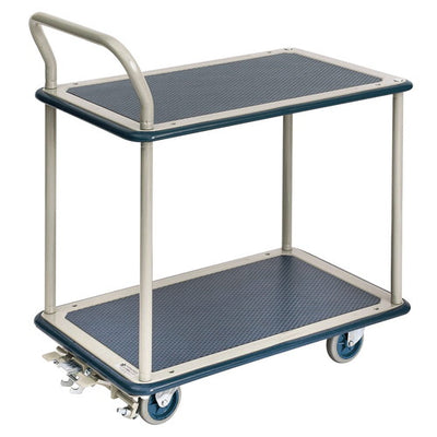 店舗用品店舗運営用品スチール製2段カートフットブレーキ付きの商品画像