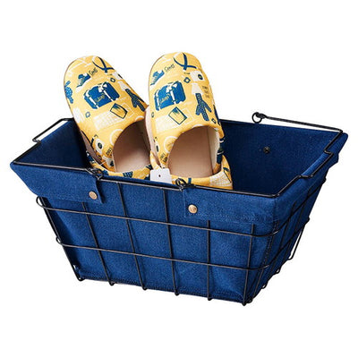 店舗用品店舗運営用品ワイヤーファブリックバスケットMアイボリーの商品画像