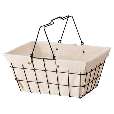 店舗用品店舗運営用品ワイヤーファブリックバスケットLアイボリーの商品画像