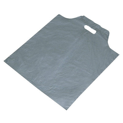 店舗用品ラッピング用品持ち手付きポリ袋無地シルバー37×45×底マチ8cmの商品画像