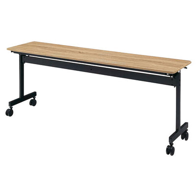 店舗用品店舗運営用品フォールディングテーブルW180cmブラック脚D45cm古木調の商品画像