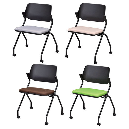 店舗用品店舗運営用品キャスター付きネスティングチェアブラックニュートラルグレーの商品画像