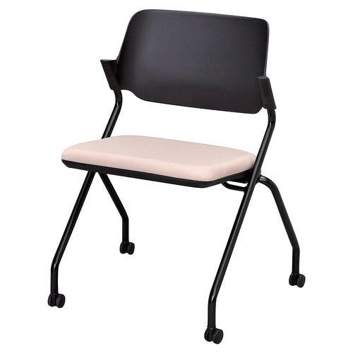 店舗用品店舗運営用品キャスター付きネスティングチェアブラックラテベージュの商品画像