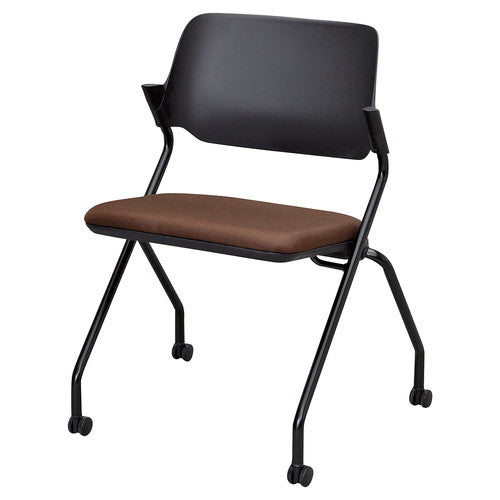 店舗用品店舗運営用品キャスター付きネスティングチェアブラックショコラブラウンの商品画像