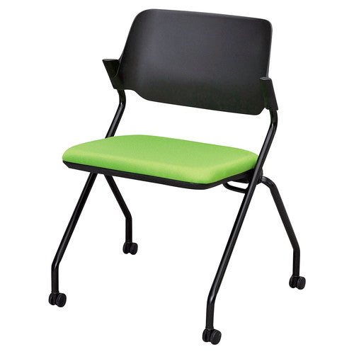 店舗用品店舗運営用品キャスター付きネスティングチェアブラックリーフグリーンの商品画像