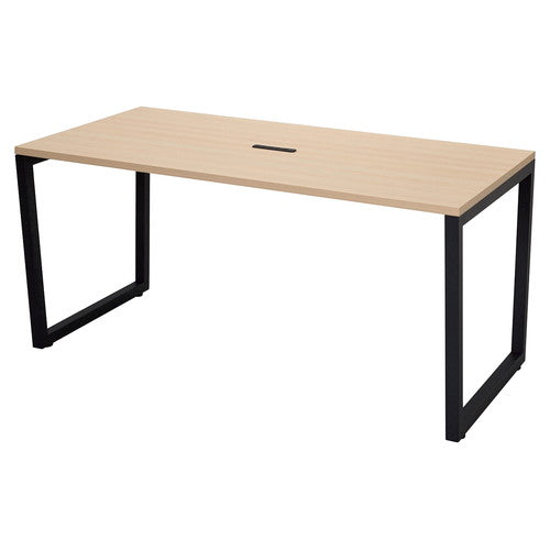 店舗用品店舗運営用品4ヶ口コンセント付きミーティングテーブルW150×D75cmブラック脚ナチュラルの商品画像