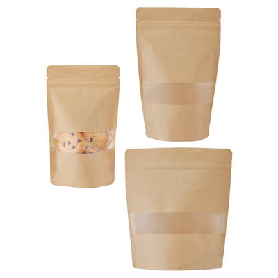 店舗用品ラッピング用品チャック付きスタンド袋窓付きクラフト12×20×底マチ5.5cmの商品画像