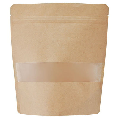 店舗用品ラッピング用品チャック付きスタンド袋窓付きクラフト18×20×底マチ7.8cmの商品画像