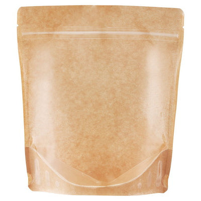 店舗用品ラッピング用品チャック付きスタンド袋クラフト片面クリア18×20×底マチ7.8cmの商品画像