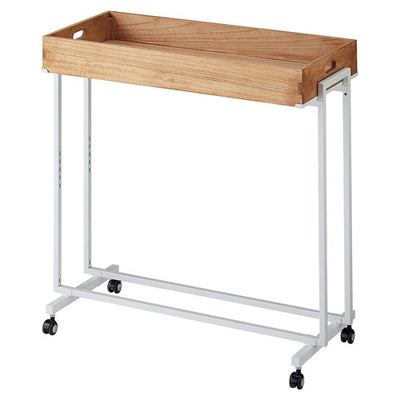 店舗用品店舗什器木製トレー付きワゴンホワイトライトブラウンの商品画像
