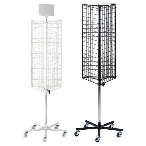 店舗用品店舗什器三角回転ネットディスプレイ白の商品画像