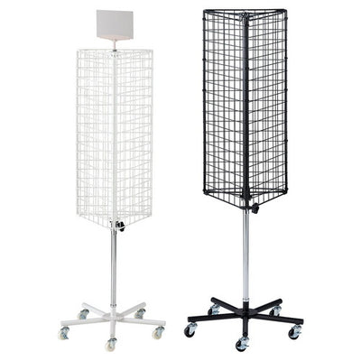 店舗用品店舗什器三角回転ネットディスプレイ白の商品画像