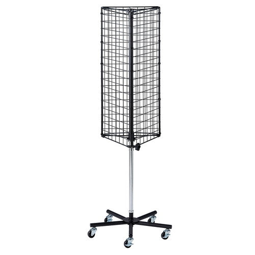 店舗用品店舗什器三角回転ネットディスプレイ黒の商品画像