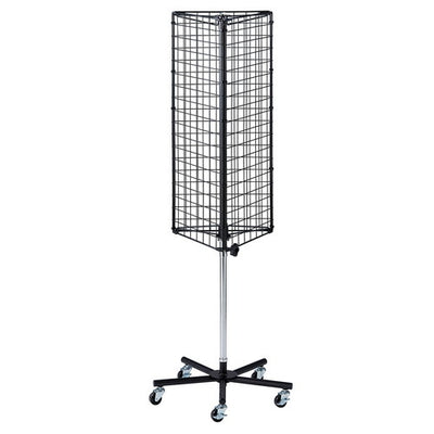 店舗用品店舗什器三角回転ネットディスプレイ黒の商品画像