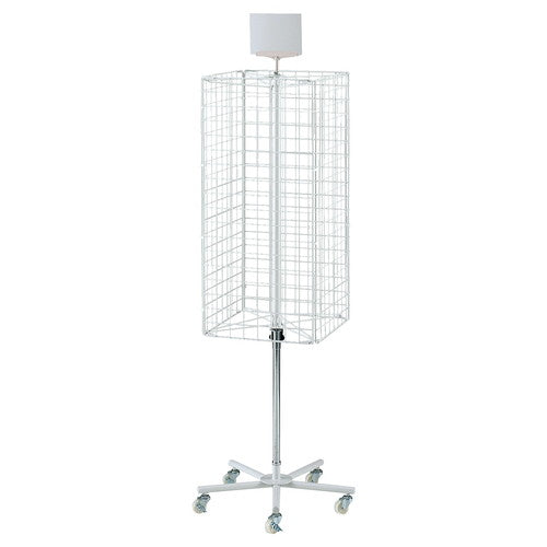 店舗用品店舗什器4面回転ネットディスプレイ白の商品画像