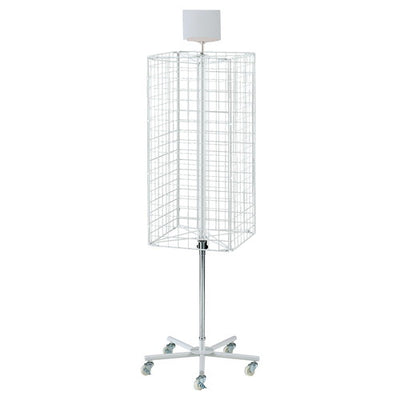 店舗用品店舗什器4面回転ネットディスプレイ白の商品画像