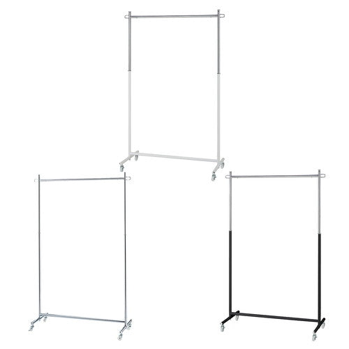 店舗用品店舗什器プッシュ式ハンガーラック白の商品画像