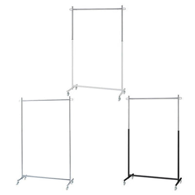 店舗用品店舗什器プッシュ式ハンガーラック白の商品画像