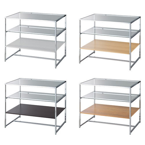 店舗用品店舗什器3段テーブルクローム脚ホワイトの商品画像