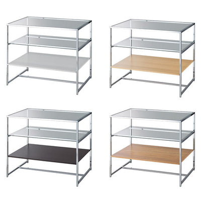 店舗用品店舗什器3段テーブルクローム脚ホワイトの商品画像