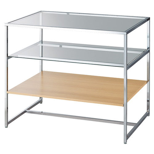 店舗用品店舗什器3段テーブルクローム脚エクリュの商品画像