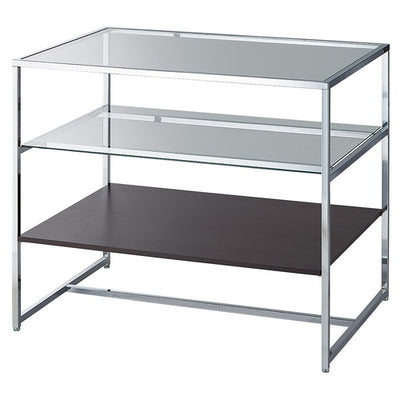 店舗用品店舗什器3段テーブルクローム脚ダークブラウンの商品画像