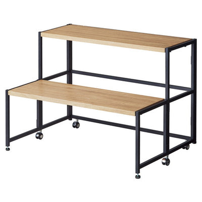 店舗用品店舗什器ひな段シェルフブラック脚ラスティック柄追加棚の商品画像