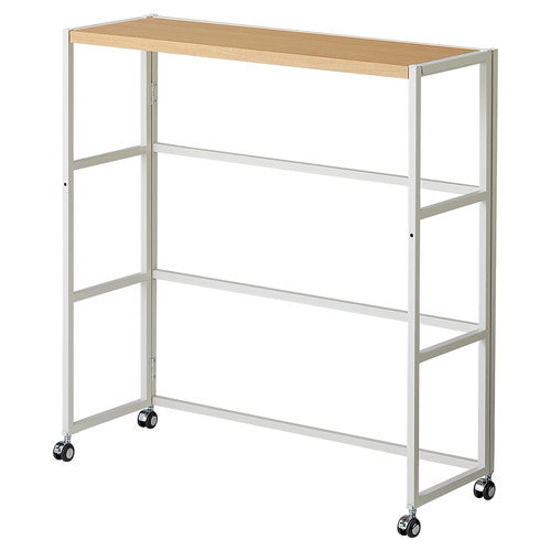 店舗用品店舗什器ひな段シェルフホワイト脚エクリュ3段1列の商品画像