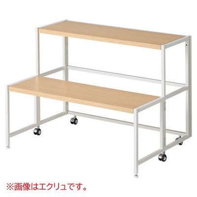 店舗用品店舗什器ひな段シェルフホワイト脚ラスティック柄追加棚の商品画像