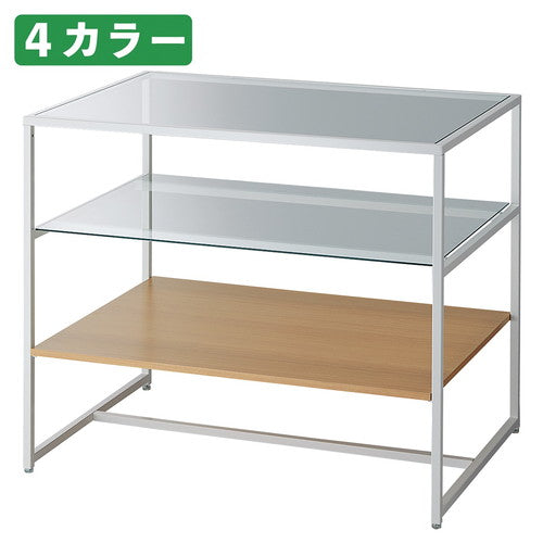 店舗用品店舗什器3段テーブルホワイト脚ダークブラウンの商品画像