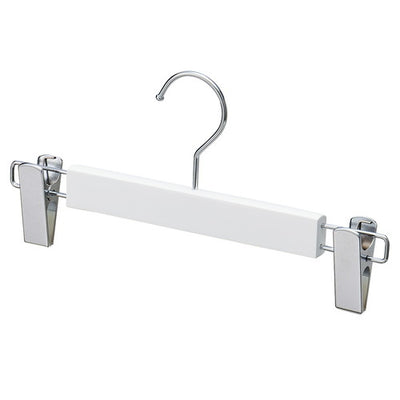 店舗用品ディスプレイ用品木製ボトムハンガーホワイト外型クリップ付きの商品画像