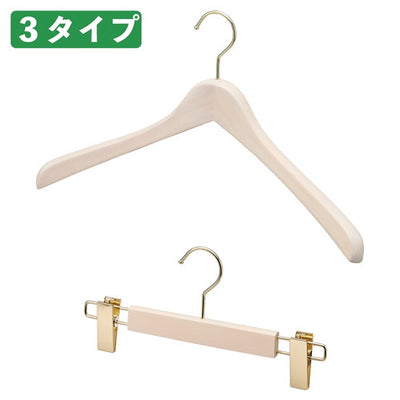店舗用品ディスプレイ用品木製ハンガー白染め湾曲型W38cmの商品画像