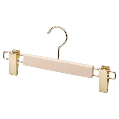 店舗用品ディスプレイ用品木製ハンガー白染めボトムハンガー外型クリップ付きの商品画像