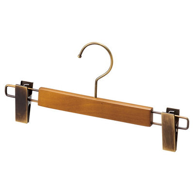 店舗用品ディスプレイ用品木製ハンガーオークボトムハンガー外型クリップ付きの商品画像