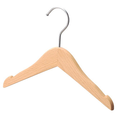 店舗用品ディスプレイ用品子供用木製ハンガー木地仕上げ平型くさび切込みW27cmの商品画像