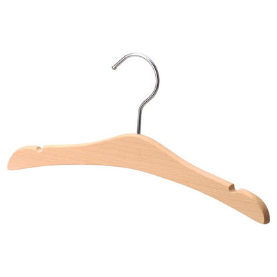 店舗用品ディスプレイ用品子供用木製ハンガー木地仕上げ平型溝付きW32cmの商品画像