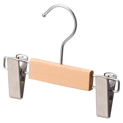 店舗用品ディスプレイ用品子供用木製ハンガー木地仕上げボトム外型クリップ付きの商品画像