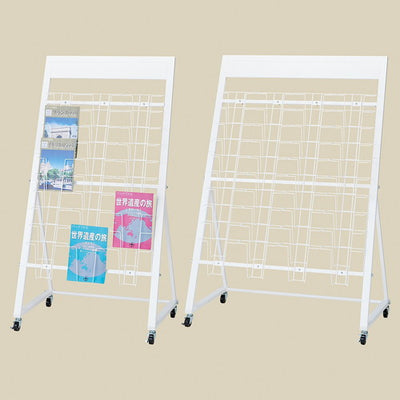 店舗用品サイン・掲示用品キャスター付きカタログスタンドA410段ホワイト3列の商品画像