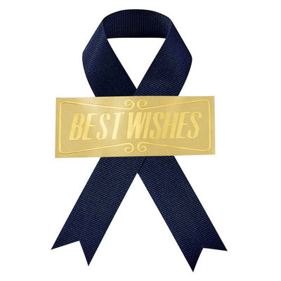 店舗用品ラッピング用品リボン付きシール強粘着タイプベストウィッシュ紺の商品画像